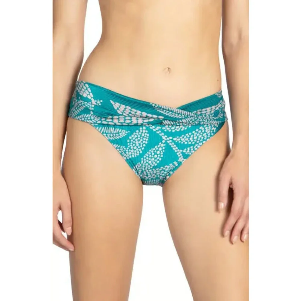 Robin Piccone Romy Twist Bikini Bottom Women's M Ocean Tropical Swimwear ERK1846